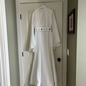 Elegant White Dress with Floral Accents